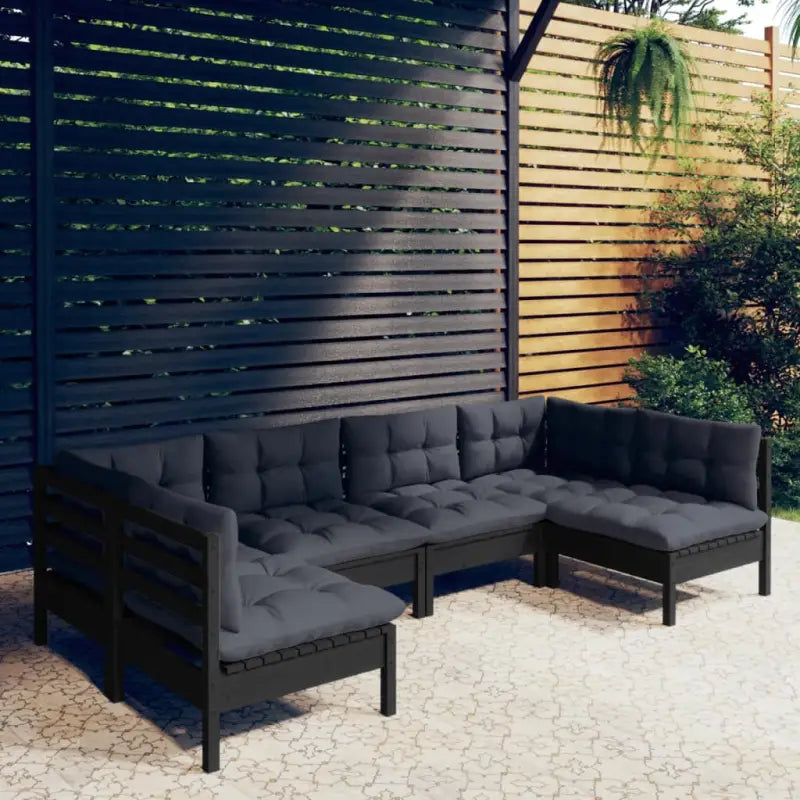 Loungetuinset van massief grenenhout voor ontspanning en samenzijn - Zwart - Tuinsets