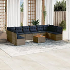 Loungetuinset van poly rattan en gepoedercoat staal met geschikte afmetingen - Grijs - Tuinsets