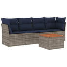 Loungetuinset van poly rattan en gepoedercoat staal met ruime afmetingen - Grijs - Tuinsets