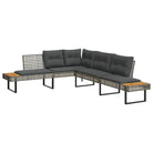 Loungetuinset van poly rattan met gepoedercoat staal voor gemakkelijk schoon genieten - Tuinsets