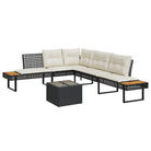 Loungetuinset van poly rattan met gepoedercoat staal voor gemakkelijk schoon genieten - Zwart / Niet verstelbaar