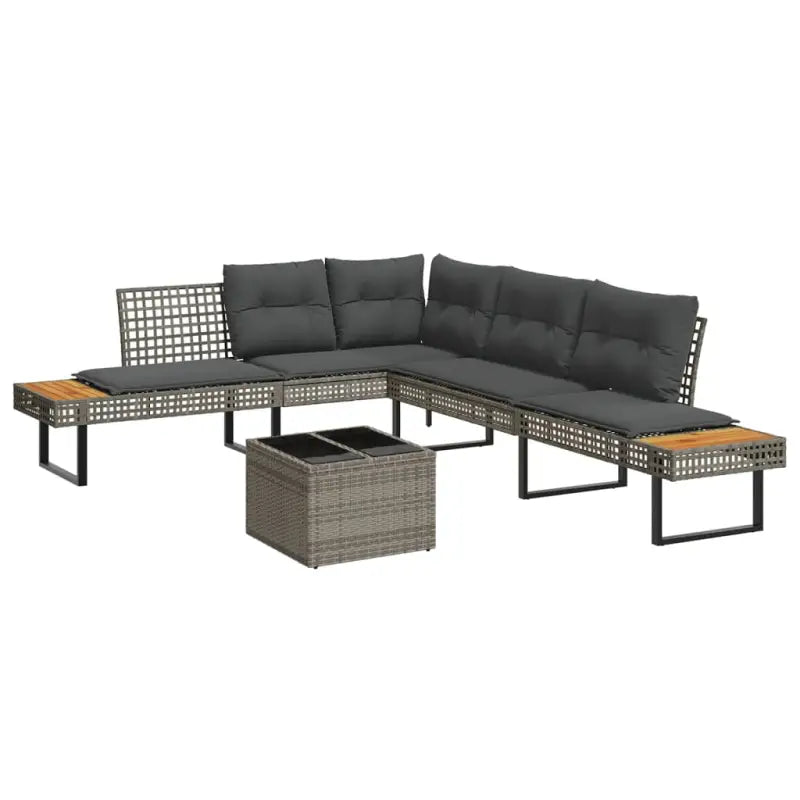Loungetuinset van poly rattan met gepoedercoat staal voor gemakkelijk schoon genieten - Grijs / Niet verstelbaar