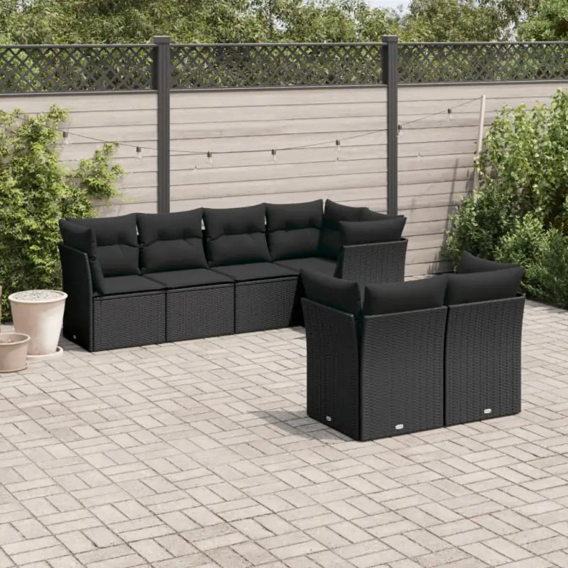 Loungetuinset van poly rattan met zwart materiaal en gepoedercoat staal - Zwart - Tuinsets