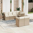 Loungetuinset van poly rattan met zwart materiaal en gepoedercoat staal - beige en crèmekleurig - Tuinsets