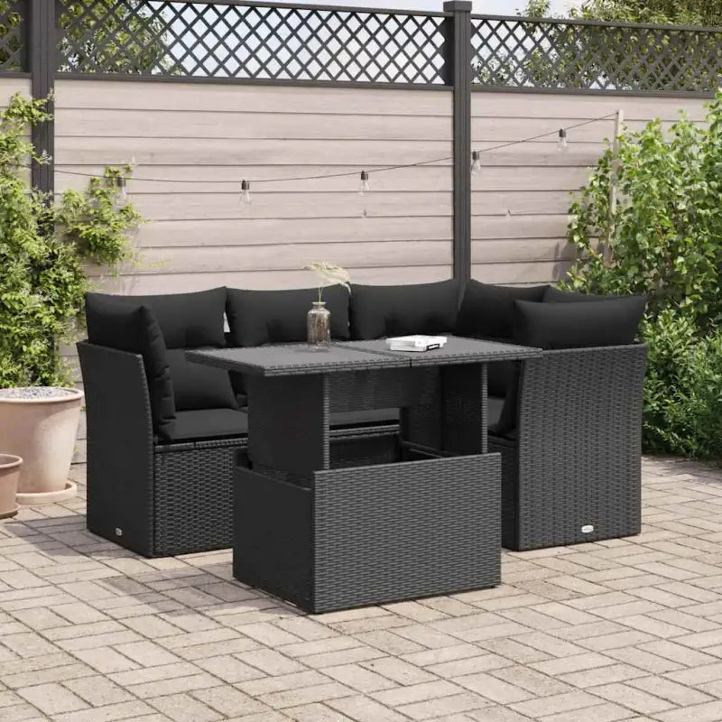 Loungetuinset van zwart gepoedercoat staal met comfortabele afmetingen - Zwart / met opbergruimte - Tuinsets