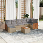 Loungetuinset van zwart gepoedercoat staal met comfortabele afmetingen - Beige en grijs / Met tafel - Tuinsets
