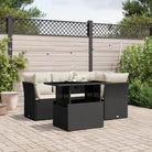 Loungetuinset van zwart gepoedercoat staal met comfortabele afmetingen - Zwart en crème / zonder opbergruimte - Tuinsets