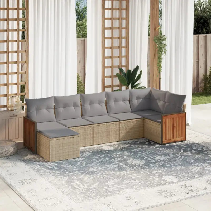 Loungetuinset van zwart gepoedercoat staal met comfortabele afmetingen - Beige en grijs / Zonder tafel - Tuinsets