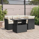 Loungetuinset van zwart gepoedercoat staal met comfortabele afmetingen - Zwart en crème / met opbergruimte - Tuinsets