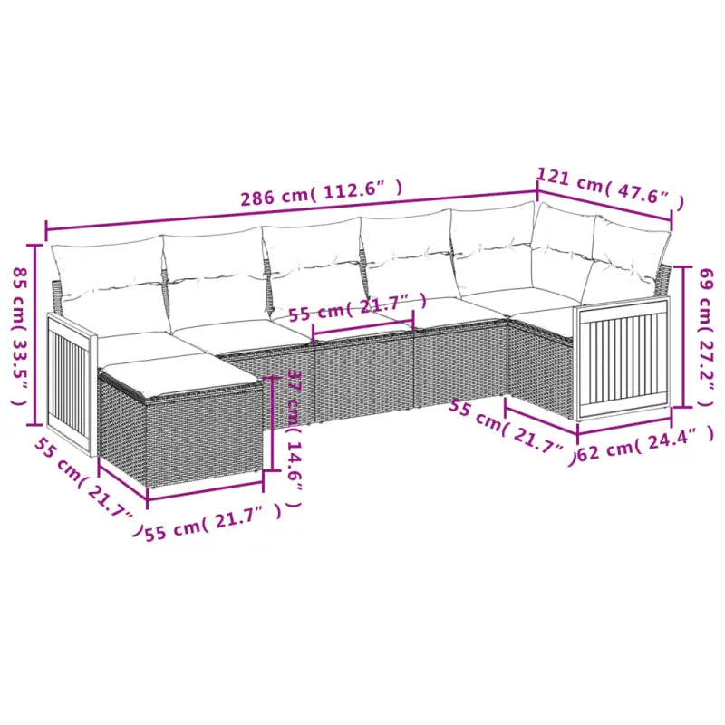 Loungetuinset van zwart gepoedercoat staal met comfortabele afmetingen - Tuinsets