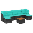 Loungetuinset van zwart gepoedercoat staal voor ontspannen buitenruimte - Zwart en blauw - Tuinsets