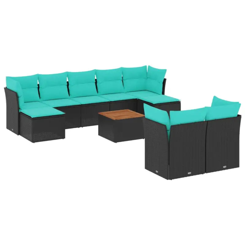 Loungetuinset van zwart materiaal en gepoedercoat staal met afmetingen - Tuinsets
