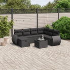 Loungetuinset van zwart materiaal en gepoedercoat staal met afmetingen - Zwart / Met tafel - Tuinsets