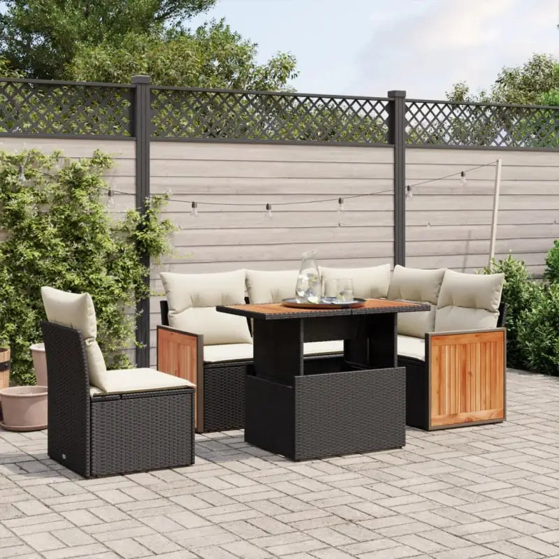 Loungetuinset van zwart materiaal en gepoedercoat staal - Zwart en crème - Tuinsets