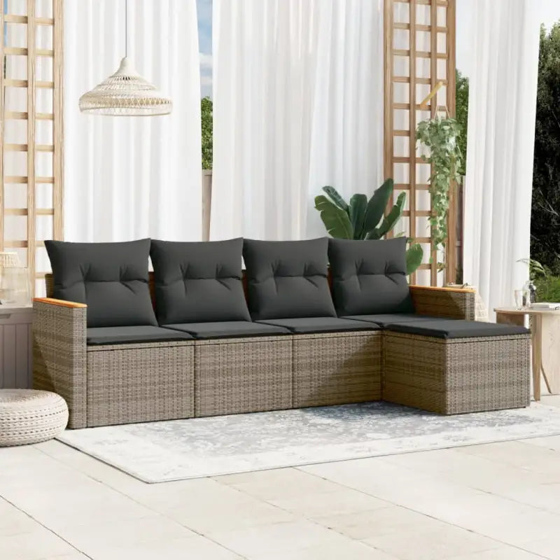 Loungetuinset van zwart materiaal en gepoedercoat staal met ideale afmetingen - Grijs / Zonder tafel - Tuinsets