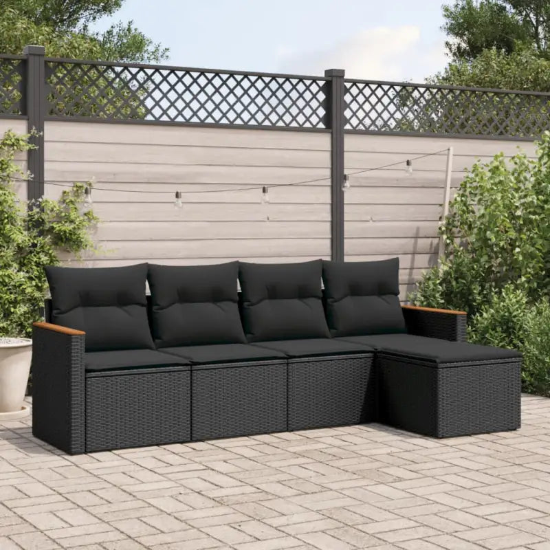 Loungetuinset van zwart materiaal en gepoedercoat staal met ideale afmetingen - Zwart / Zonder tafel - Tuinsets