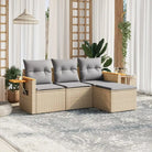 Loungetuinset van zwart materiaal en gepoedercoat staal met ruime afmetingen - Beige en grijs / Zonder tafel - Tuinsets