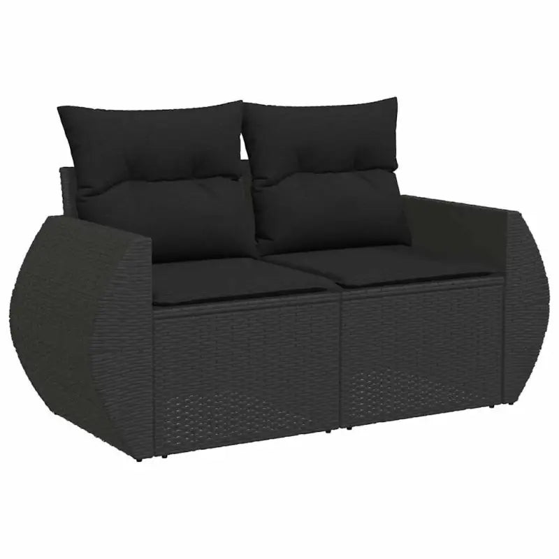 Loungetuinset van zwart materiaal en gepoedercoat staal met ruime afmetingen - Tuinsets