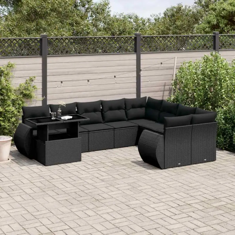 Loungetuinset van zwart materiaal en gepoedercoat staal met ruime afmetingen - Zwart - Tuinsets