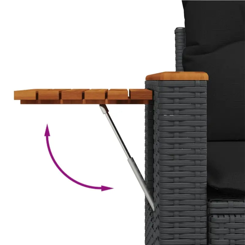 Loungetuinset van zwart materiaal en gepoedercoat staal met ruime afmetingen - Tuinsets