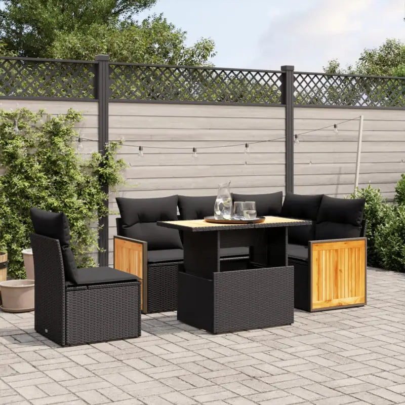Loungetuinset van zwart materiaal en gepoedercoat staal - Tuinsets