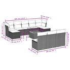 Loungetuinset van zwart materiaal met gepoedercoat staal en afmetingen - Tuinsets
