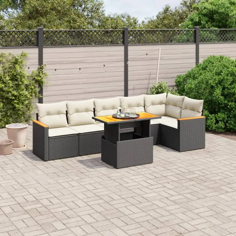 Loungetuinset van zwart materiaal met gepoedercoat staal voor buitenplezier - Zwart en crème - Tuinsets