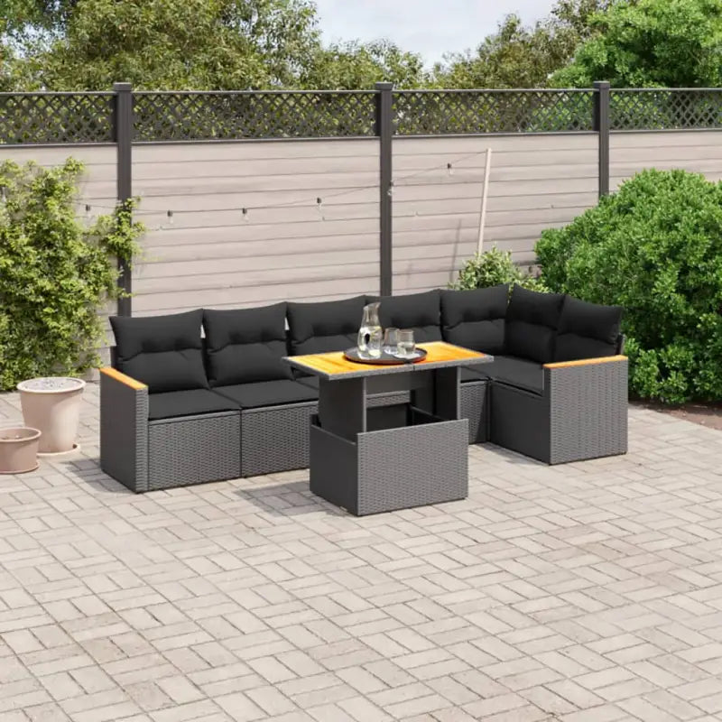 Loungetuinset van zwart materiaal met gepoedercoat staal voor buitenplezier - Zwart - Tuinsets