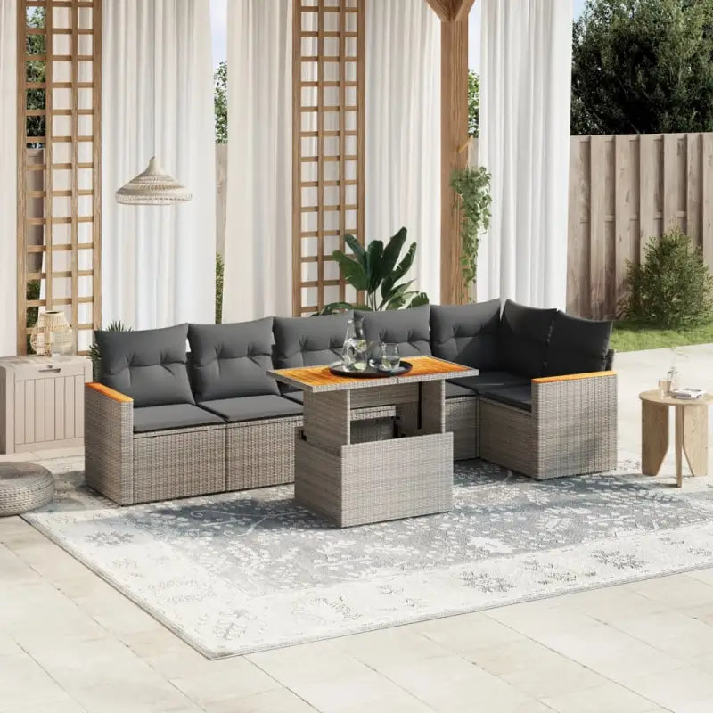 Loungetuinset van zwart materiaal met gepoedercoat staal voor buitenplezier - Grijs - Tuinsets
