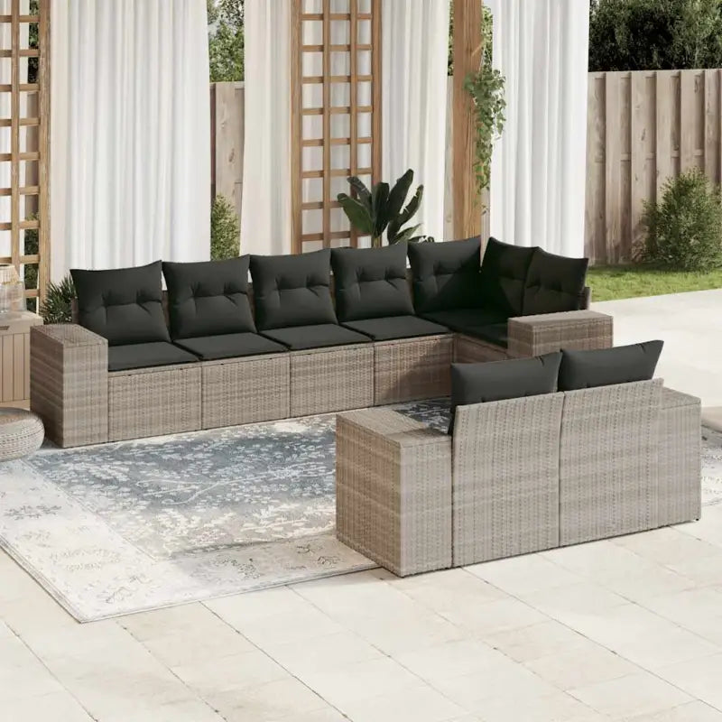 Loungetuinset van zwart materiaal met gepoedercoat staal afmetingen - Lichtgrijs / Zonder tafel - Tuinsets