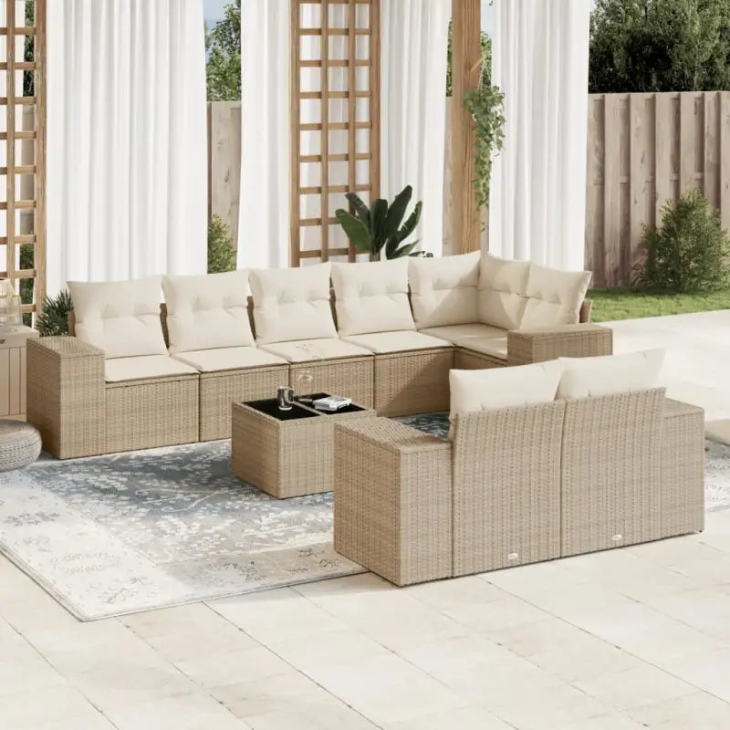 Loungetuinset van zwart materiaal met gepoedercoat staal afmetingen - beige en crèmekleurig / Met tafel - Tuinsets