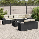 Loungetuinset van zwart materiaal met gepoedercoat staal afmetingen - Zwart en crème / Met tafel - Tuinsets