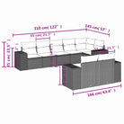 Loungetuinset van zwart materiaal met gepoedercoat staal afmetingen - Tuinsets