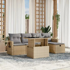 Loungetuinset van zwart materiaal met gepoedercoat staal afmetingen - Beige en grijs / zonder opbergruimte - Tuinsets