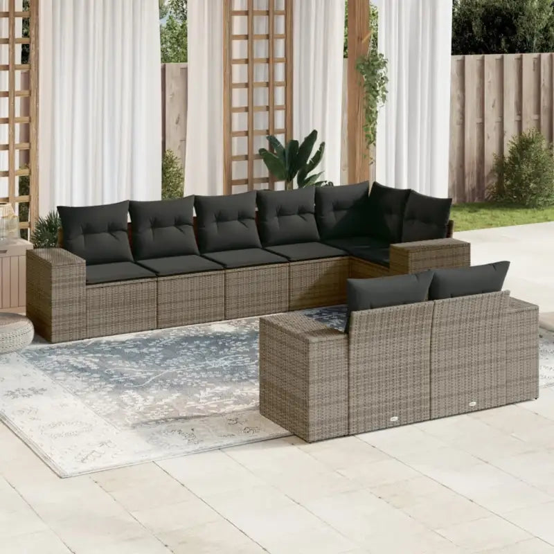Loungetuinset van zwart materiaal met gepoedercoat staal afmetingen - Grijs / Zonder tafel - Tuinsets