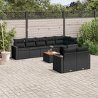 Loungetuinset van zwart materiaal met gepoedercoat staal volgens afmetingen - Zwart / Tafel + 5x hoek + 3x midden