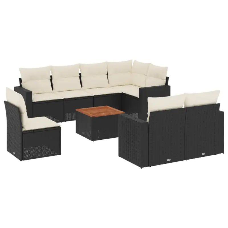 Loungetuinset van zwart materiaal met gepoedercoat staal volgens afmetingen - Tuinsets