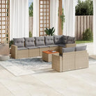 Loungetuinset van zwart materiaal met gepoedercoat staal volgens afmetingen - Beige en grijs / Tafel + 5x hoek + 3x