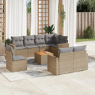 Loungetuinset van zwart materiaal met gepoedercoat staal volgens afmetingen - Beige en grijs / 5x hoek + Tafel + 3x