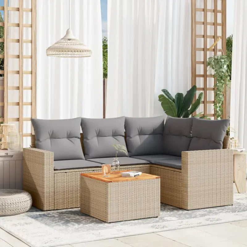 LoungeTuinstoel Set in Beige Material met Waterdichte Tas en Gepoedercoat Staal - beige mix en lichtgrijs - Tuinsets