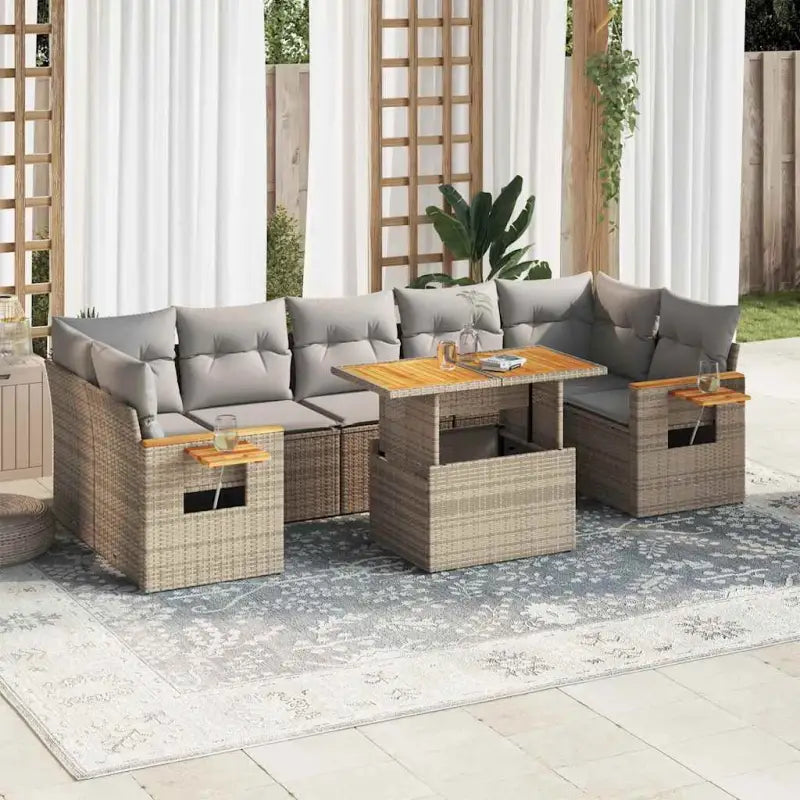 Loungezaal in grijs materiaal met gepoedercoat staal en comfortabele afmetingen - Beige en grijs / met opbergruimte