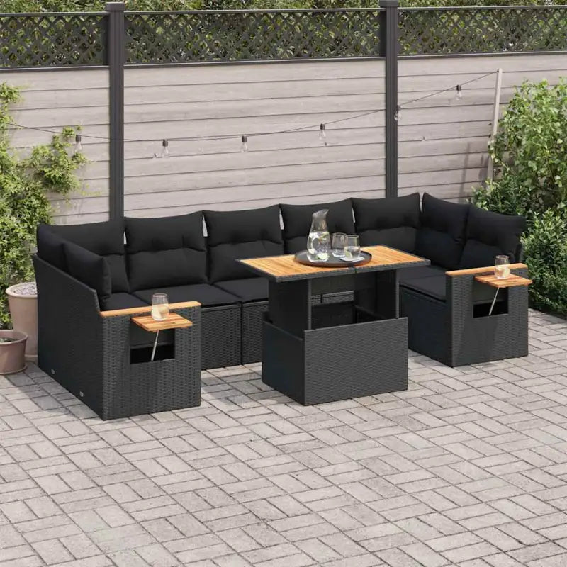 Loungezaal in grijs materiaal met gepoedercoat staal en comfortabele afmetingen - Zwart / met opbergruimte - Tuinsets