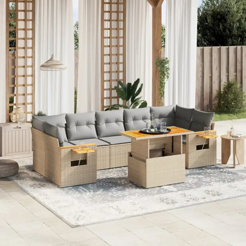 Loungezaal in grijs materiaal met gepoedercoat staal en comfortabele afmetingen - Beige en grijs / zonder opbergruimte