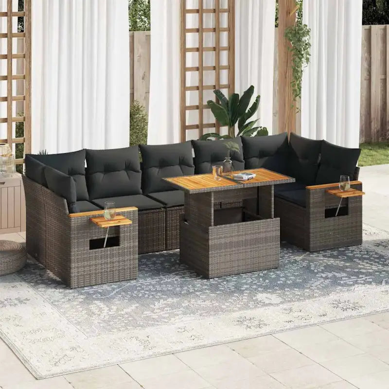 Loungezaal in grijs materiaal met gepoedercoat staal en comfortabele afmetingen - Grijs / met opbergruimte - Tuinsets