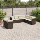 Loungezet met poly rattan en comfortabele zitervaring - Bruin en crème / Met tafel - Tuinsets