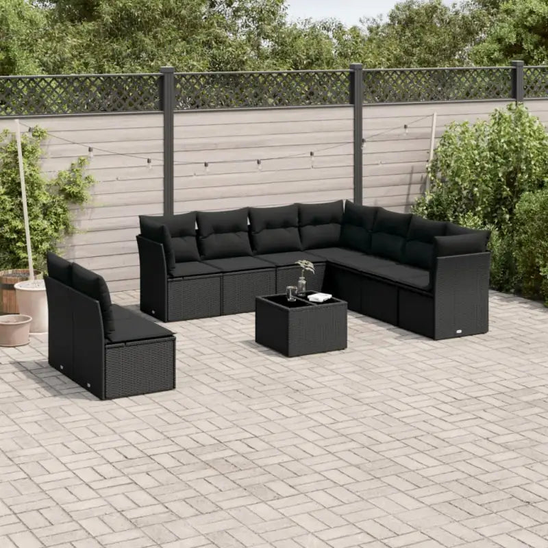 Loungezet met poly rattan en comfortabele zitervaring - Zwart / Zonder tafel - Tuinsets