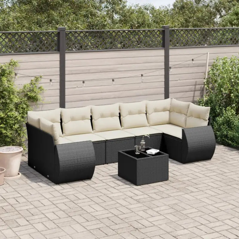 Loungezetel met beige materiaal en gepoedercoat staal afmetingen - Zwart en crème - Tuinsets