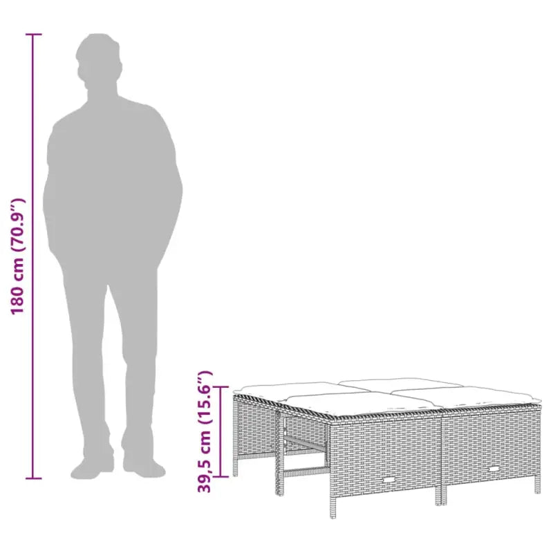 Loungezets in poly rattan met verstelbare posities en gepoedercoat staal - Tuinsets