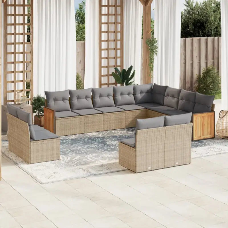 Loungezets met beige materiaal en waterdichte zak voor buitengebruik - Beige en grijs / Zonder tafel - Tuinsets