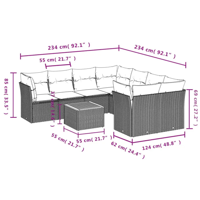 Loungezets met Poly Rattan en Gepoedercoat Staal voor Buitenruimtes - Tuinsets